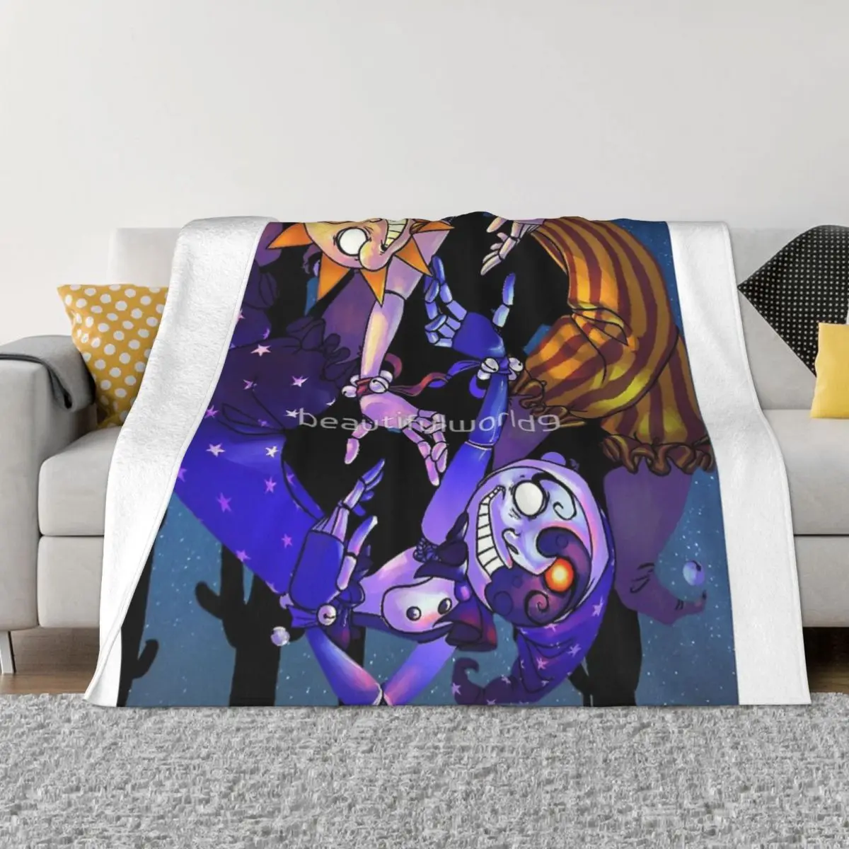Fnaf Security Violation Sun And Moon Coperta Copriletto Sul Letto Anime Per L'Inverno