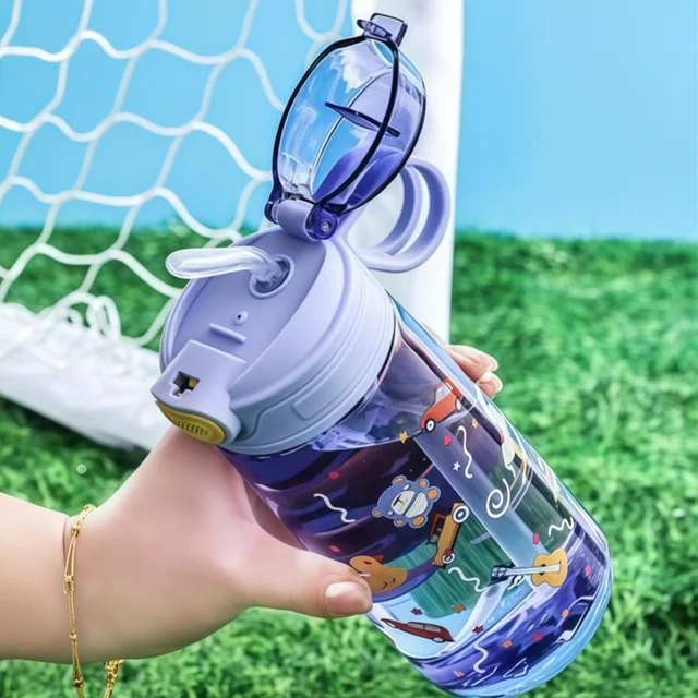 Botella de agua para niños con sorbete y seguro 550ml: Antiderrame Emoape