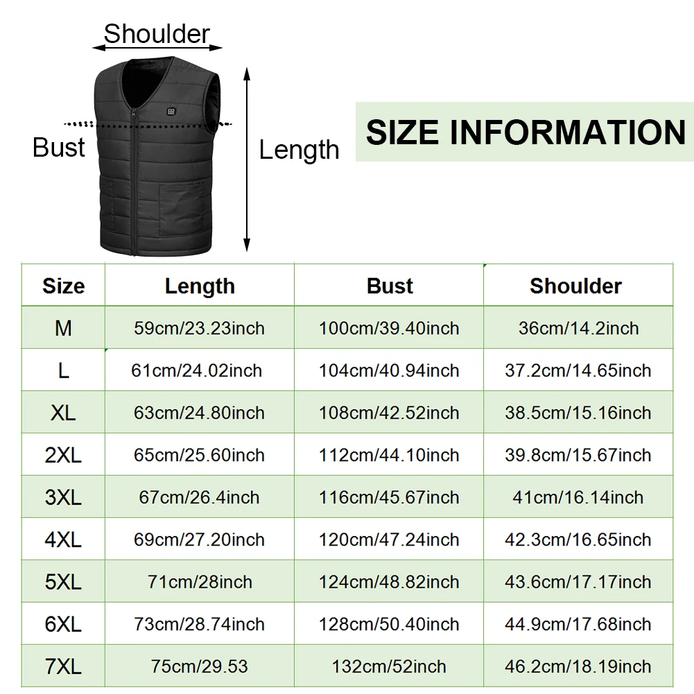 Veste chauffante homme sans manches 10 zones chauffantes 3 températures pour pêche hiver M-7XL