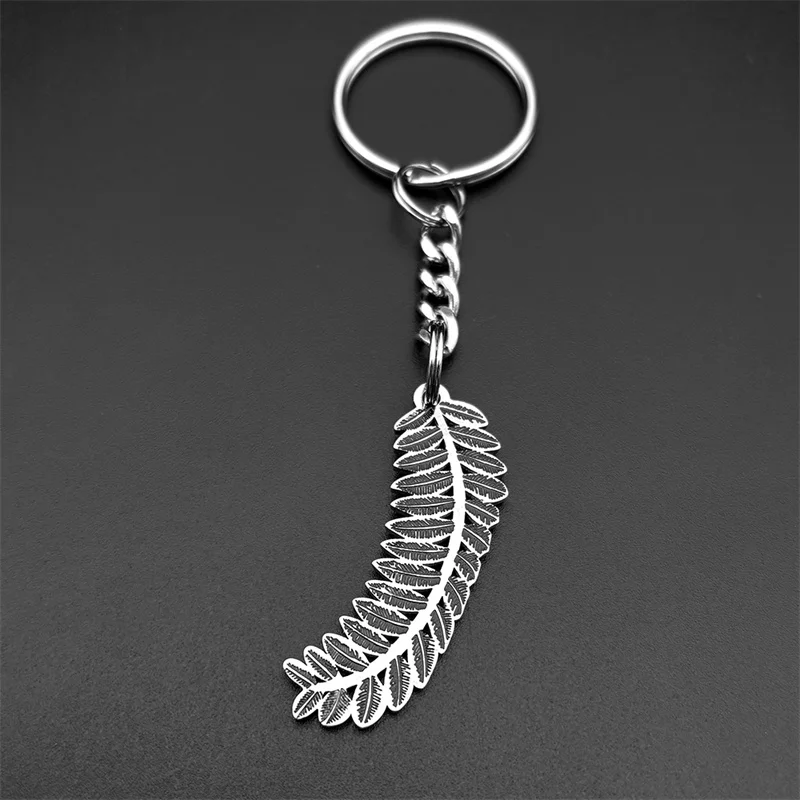 Exquisite Farn Blätter Schlüsselanhänger für Frauen Männer Edelstahl Silber Farbe Blatt Pflanze Natur Tasche Charme Schlüsselanhänger Schmuck Geschenke – Detail 9
