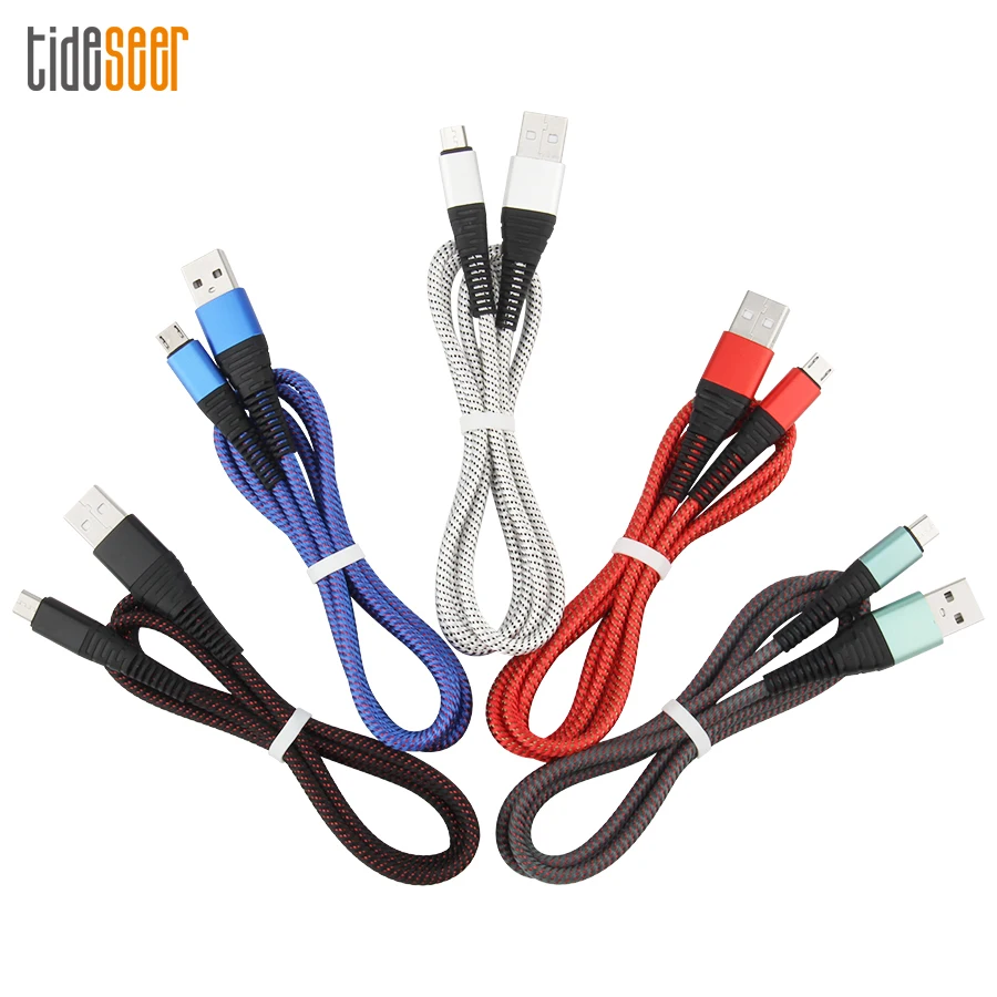 

1M Nylon USB Micro Type C 8Pin Charging Cable for iPhone Data Cables Type-C Fast Charge Microusb Wire For Samsung Xiaomi Huawei