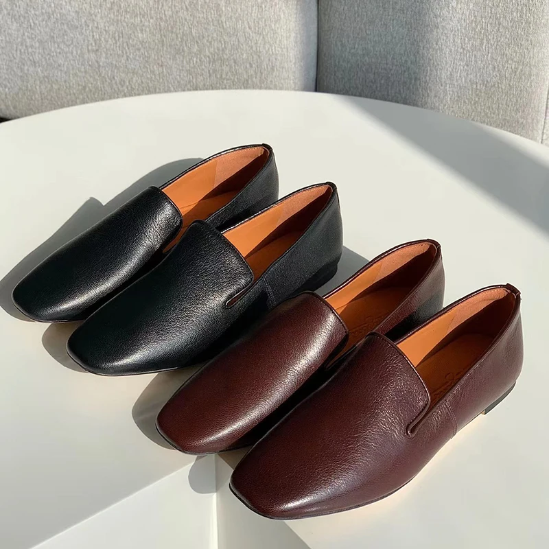 

Maryengelbreit Fashion Flat Round Toe Leather Shoes Casual Single Shoes Genuine Leather Women Luxury Designer