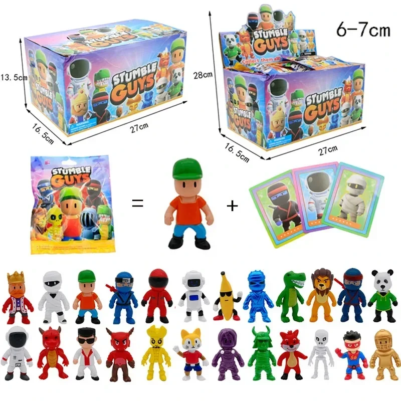 Treingi 2024 24 piezas Stumble Fall Guys Figuras de acción Juguetes Tarjeta de personaje de juego Modelo de PVC Colección de anime Kawaii Muñecas Regalos para niños