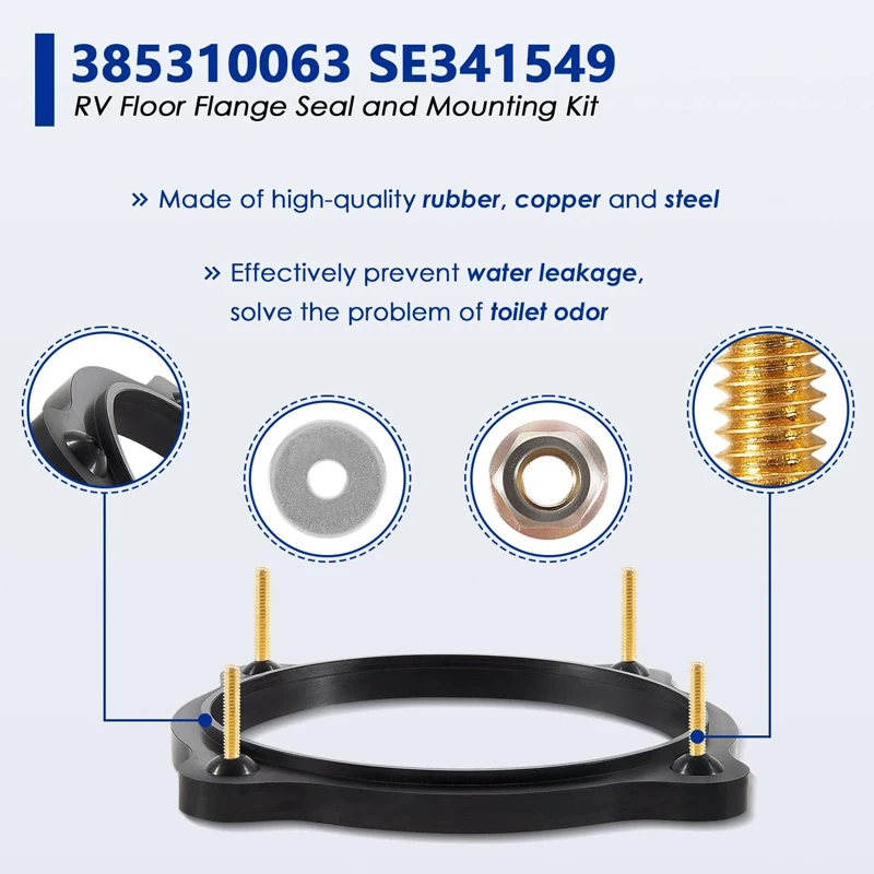 385310063 SE341549 Toilet Floor Flange Seal & Mounting Kit Fit for Dometic Sealand Toilets 506+ / 510+ / 511H Models