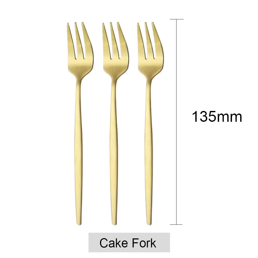 Gold Stainless Steel Mini Cake and Dessert Fork Set, 6-Piece Silverware Collection