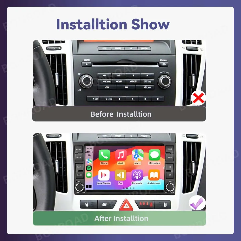 BONROAD Radio Multimedia para Auto con Sistema Linux de 7 Pulgadas y Pantalla Táctil para KIA Ceed 2007 2008 2009, Carplay Inalámbrico, Android Auto, Estéreo Inteligente para Auto con Bluetooth, Llamadas Manos Libres, Audio DSP, Radio RDS, Mirror Link, Reproductor de Youtube, Cámara Trasera, Reproductor de Audio para Auto 3