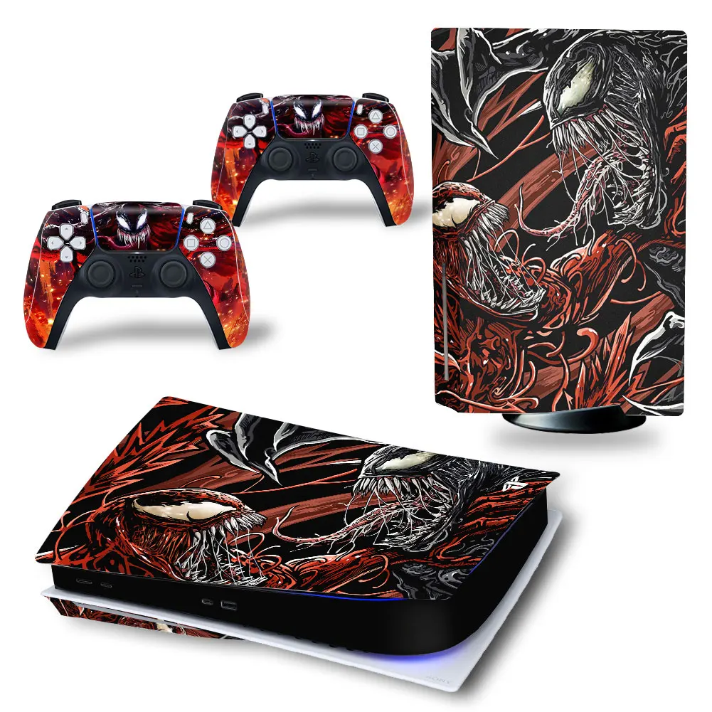 Marvel Venom PS5 Disc Edition Skin Sticker Cover Decal for PlayStation 5 Console and 2 Controllers PS5 Disc Skin Sticker Vinyl 