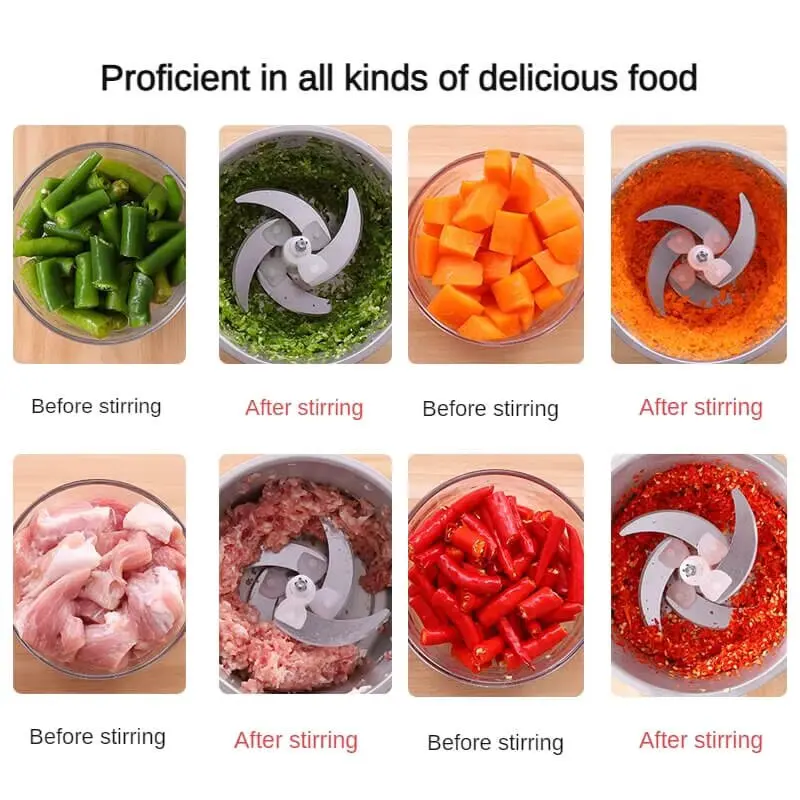 NEW Food Chopper Stainless Steel 2L Electrical Food Processor Meat Grinder Blender Mixer Machine Kitchen Appliances,EU Plug 4