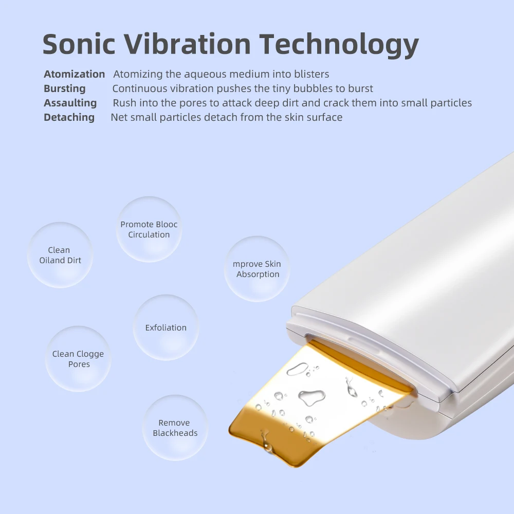 LESEN Ultrasonic washing machine Scrubber Face Cleaning Peeling Shovel Facial Pore Cleaner Blackhead Removal Cuticle removal