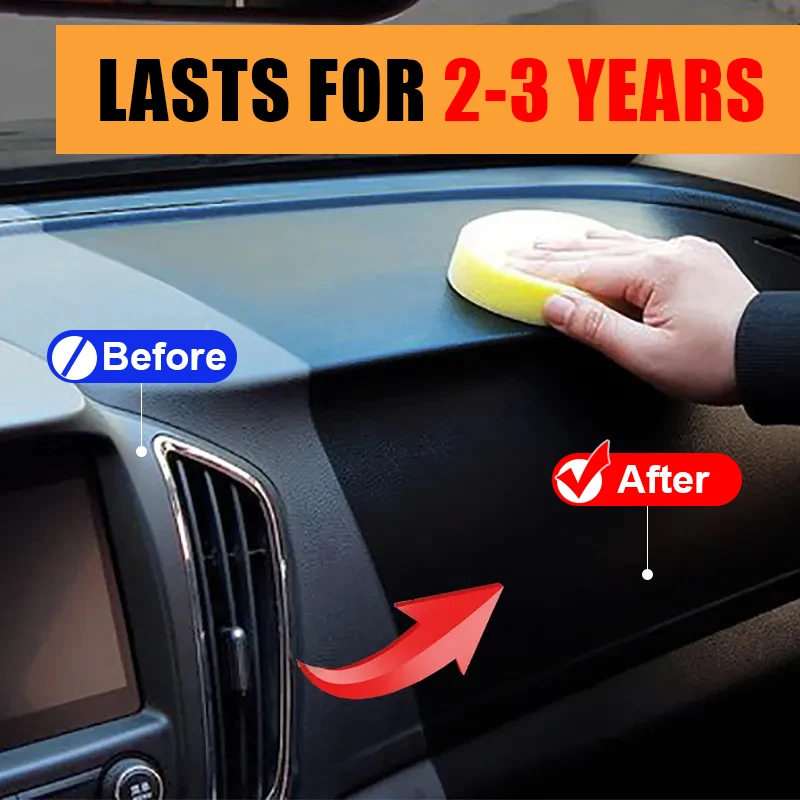 Car Plastic Restorer Crystal Clear Auto Interior Leather & Panel Renewal Wax Coating Agent Back To Black Gloss Car Wax Polish 2