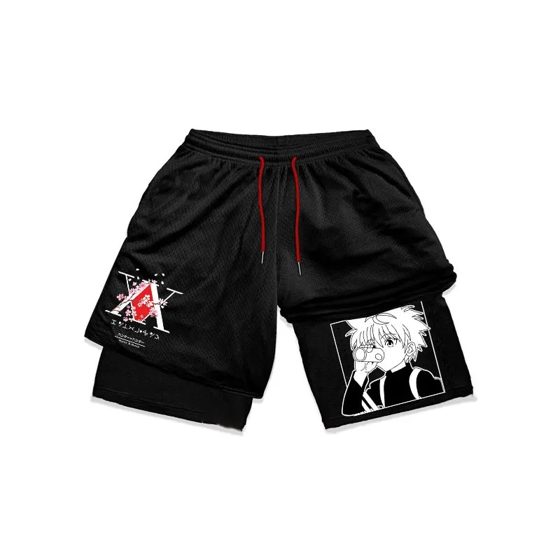 Anime Hunter X Hunter Gym Shorts Men 2 In 1 Quick Dry Performance Shorts Mesh Summer Bodybuilding Fitness Running Short Pants 4
