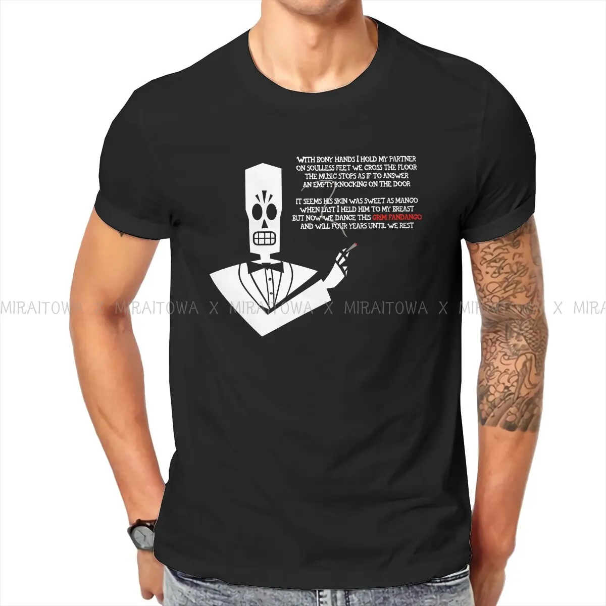Черная футболка для мужчин Grim Fandango, игровые топы, стильная футболка, мягкая свободная креативная Подарочная Футболка с принтом