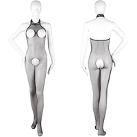 Weibliche offene BH Teddy Babydoll Kleid Fisch netz erotische Schritt lose Dessous Frauen sexy Mesh hohle lange Body stockings Porno Unterwäsche 6