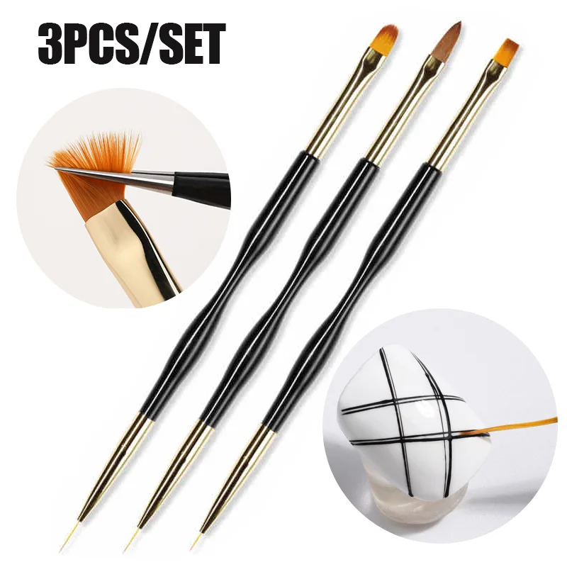 3pcs Nail Art Brush Set Acrylic French Stripe Nail Art Liner Brush Line