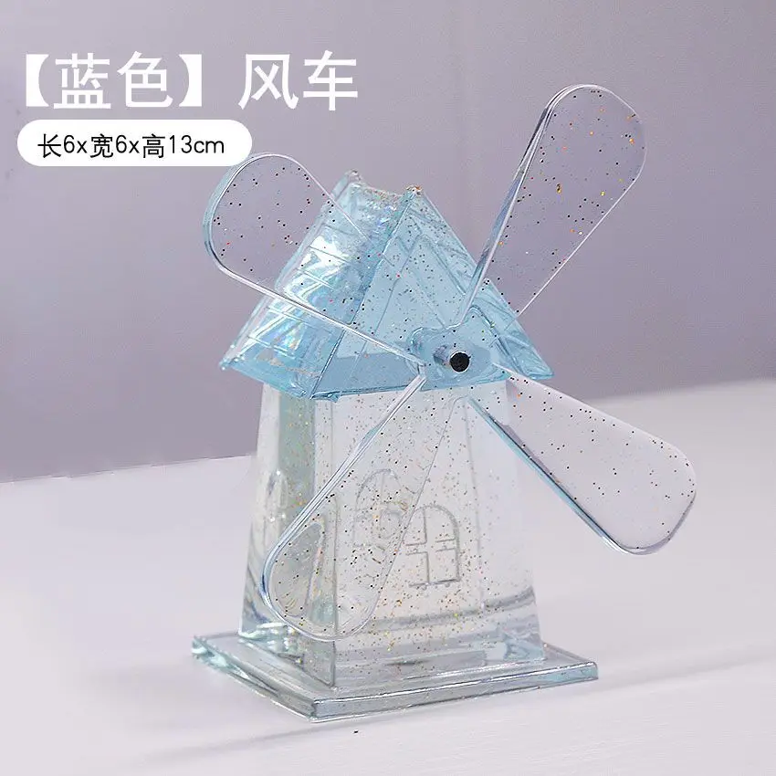 Aquarium Landscaping Crystal Castle Simulation Windmill/Fishtail/Carriage Healing Creative Decoration Underwater World Scenery