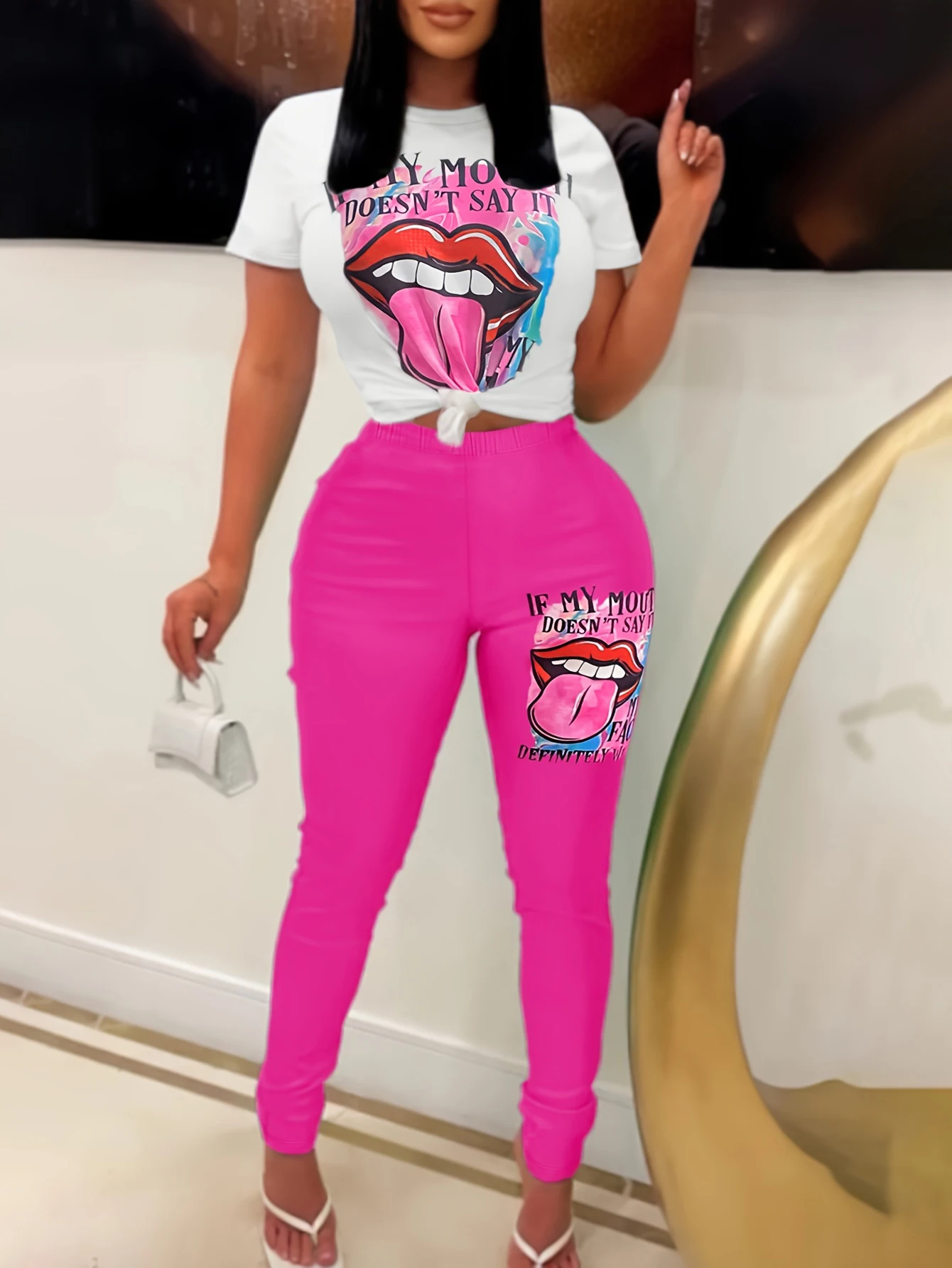 LW Letter Print Skinny Pants Set summer short sleeve T-shirt Top + trousers sets casual women's tracksuit Matching sets clothing men s winter tracksuit sets windbreak hoodie warm color block luxury sweatshirt pants 2 pcs sweat suit streetwear brand clothing