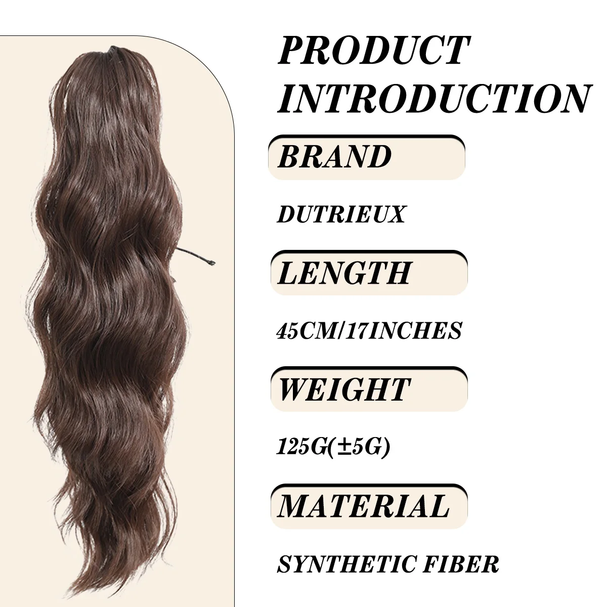 DUTRIEUX Natural Synthetic Catch Clip Wavy Ponytail Hair Extension Wig Clip On Woman's Ponytail High Ponytail Hair Accessories