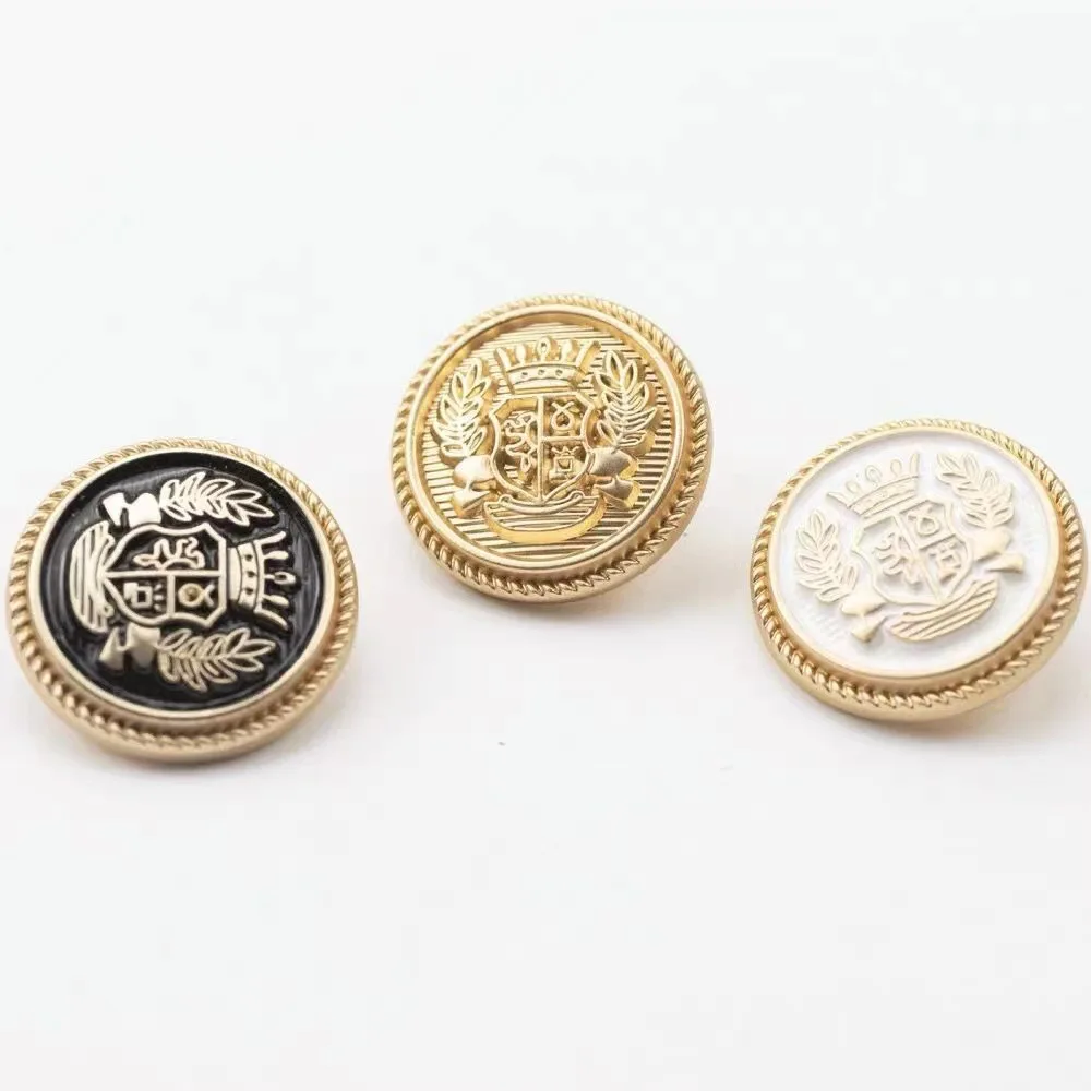 10PCS Of Retro British Style Uniform Metal Wheat Crown Button Gold Silver Academy School Uniform Button 3