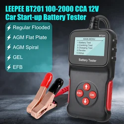 12V Car Battery Tester Test Cranking Charging Circut Diagnostic Tool BT201 100-2000CCA Analyzer Automotive Accessories Universal