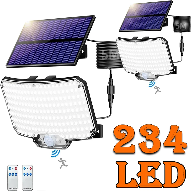 Lampadaire Solaire Mural 1200W – Capteur Mouvement – IP65 étanche – Moderne