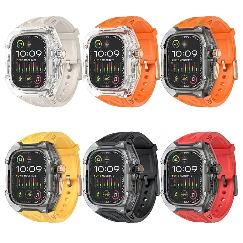Premium Apple Watch Enhancement Kit with Transparent Bezel and TPU Strap