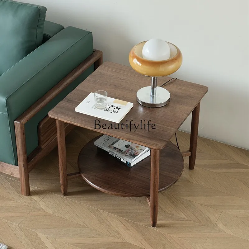 

Black Walnut Nordic Corner Table Occasional Table Modern Minimalist Side Table Solid Wood Living Room Furniture