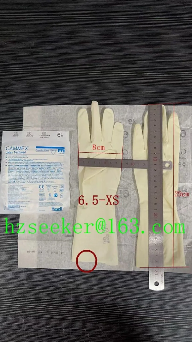 Ansell Gammex LatexTextured（1 pair) Micro-textured finish Latex Powder Free Surgical Gloves Straight Edge Outer glove