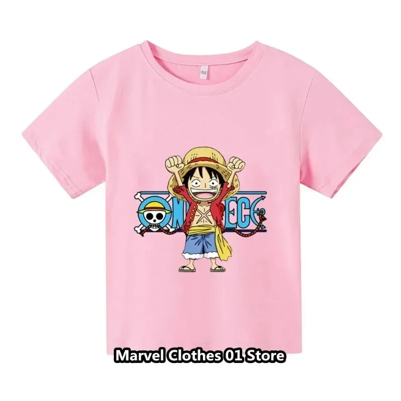 New One Pieces Tshirt Kids Fans Gift Clothing Girls Tshirt Baby Boys Luffy T-shirt Summer Short Sleeve Cotton Casual Anime Top 4