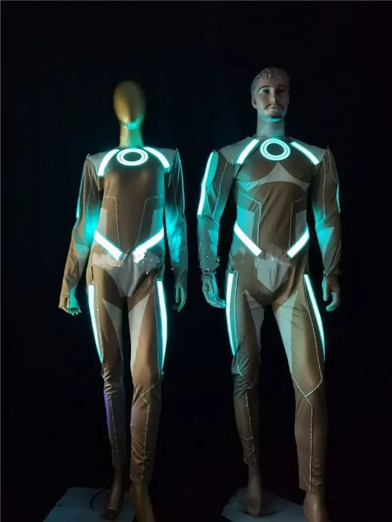 

LED Tron Light Costume Women Luminous Clothing Man Light Up Gogo Dance Dress Glow Clothing Cosplay Clothes