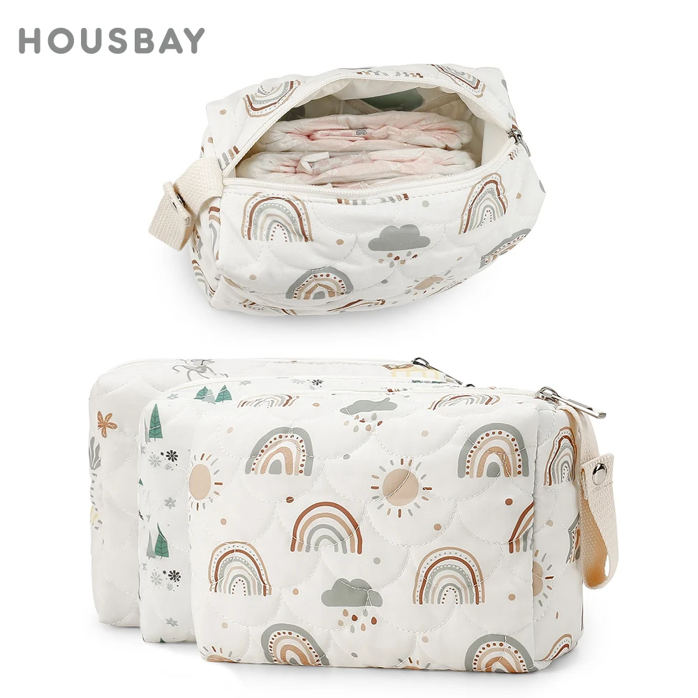حقيبة حفاضات الطفل مقاوم للماء حقيبة الحفاض قابلة لإعادة الاستخدام الرطب/الجاف تخزين حقيبة يد لعربة السفر الأم الحقيبة قوس قزح المطبوعة