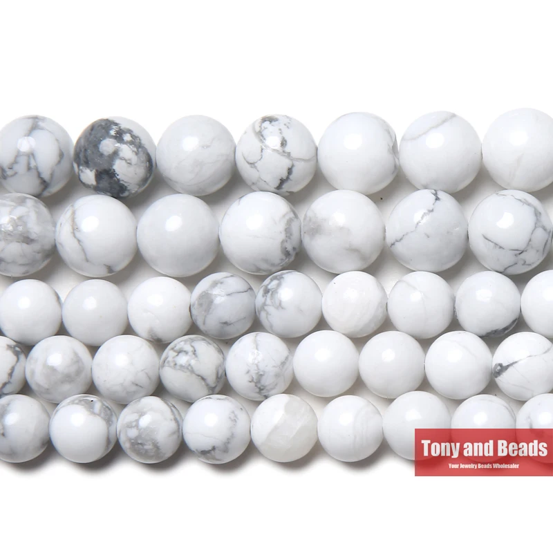 Natural Stone Beads White Howlite Turquoise Round Loose 15" Strand 3 4 6 8 10 12 MM For Jewelry