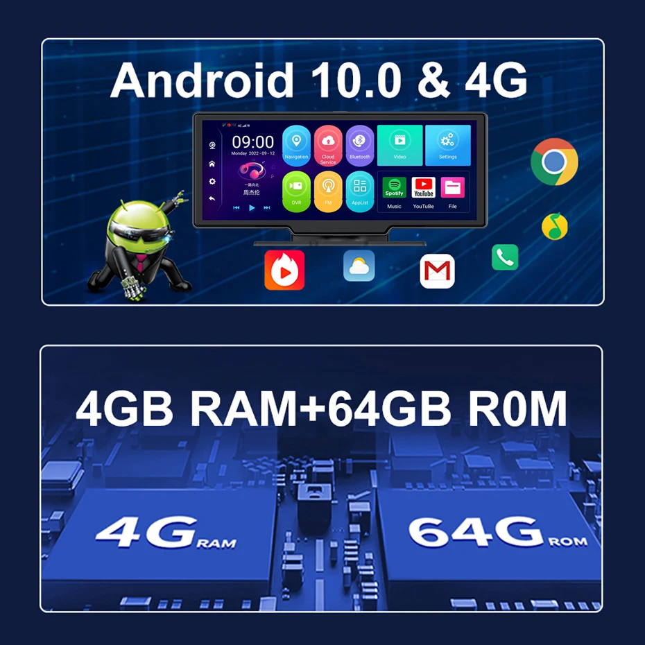 10.26 ġ 4G  ķ ̷, ȵ̵ 10, GPS, FHD, 1080P, DVR, ī÷, ȵ̵ ڵ ̺   ,  