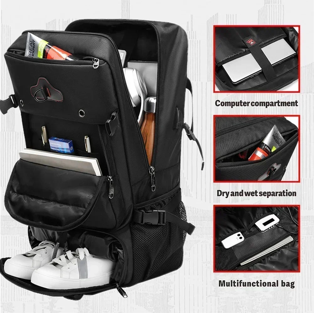 SWISS MILITARY 50L 78L Large Capacity Travel Backpack Luggage Sports Training Fitness Independent Shoes Storage Bag Laptop Bags 3