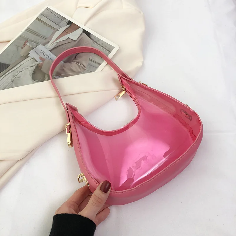 2024 Ins Transparent Jelly Bag Spring Summer Women's Fashion Shoulder Bags Underarm Bag for Women
