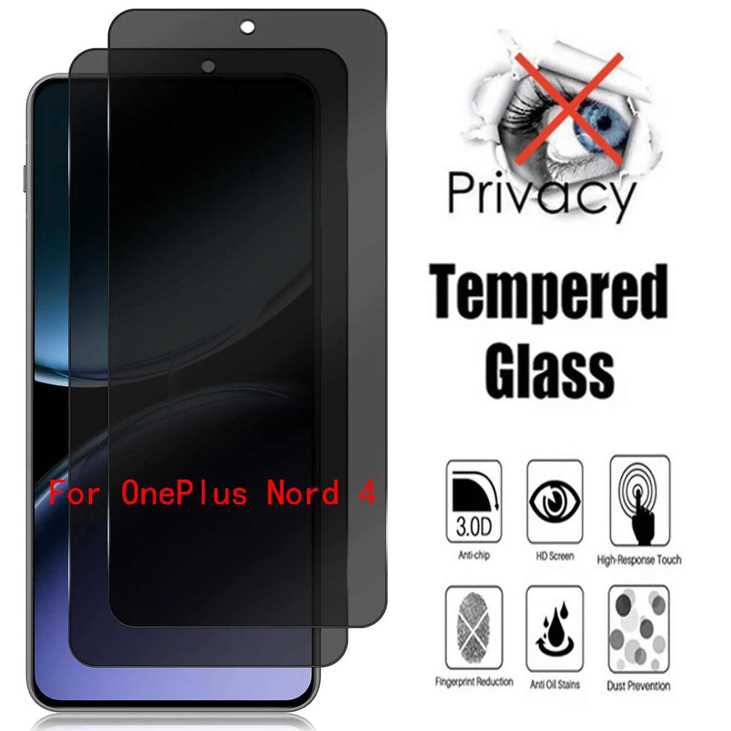 2 uds 9H vidrio templado antiespía para OnePlus Nord 4 película protectora de pantalla de privacidad