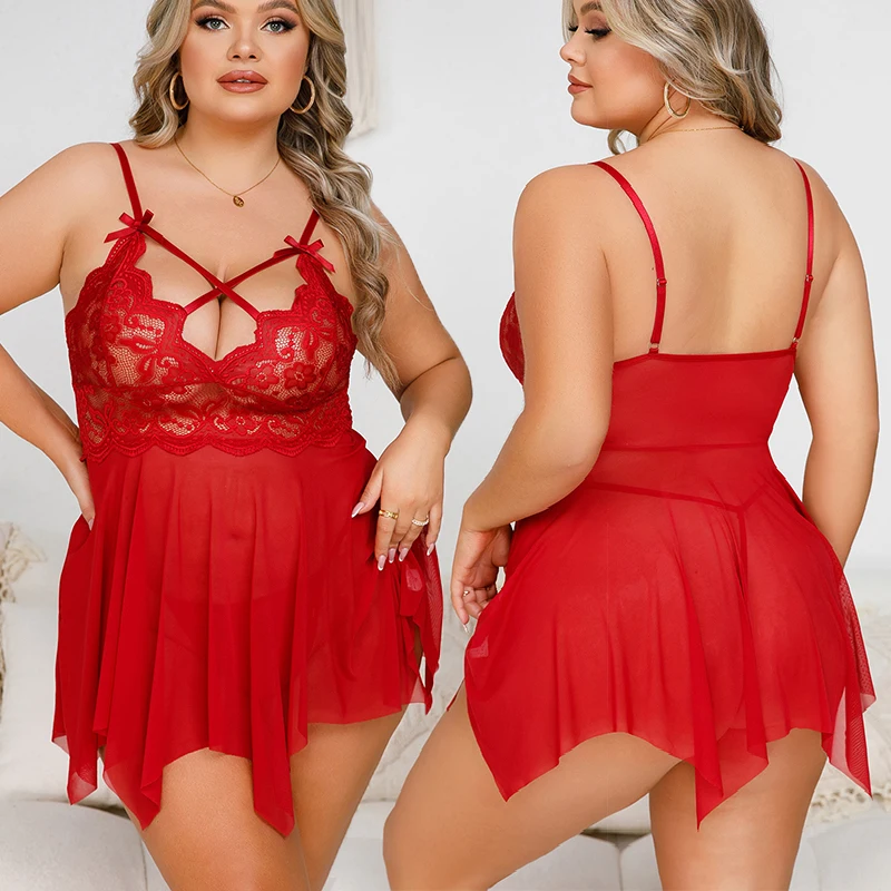 Women Lingerie Women Nightgowns Women Nightdresses Women Pajamas Sleeping Dress Sleeveless Plus Size Ladies Nightgown Solid Color Transparent Women's Short Dress Red Bra With Panties Sexy Babydoll Pajamas Set