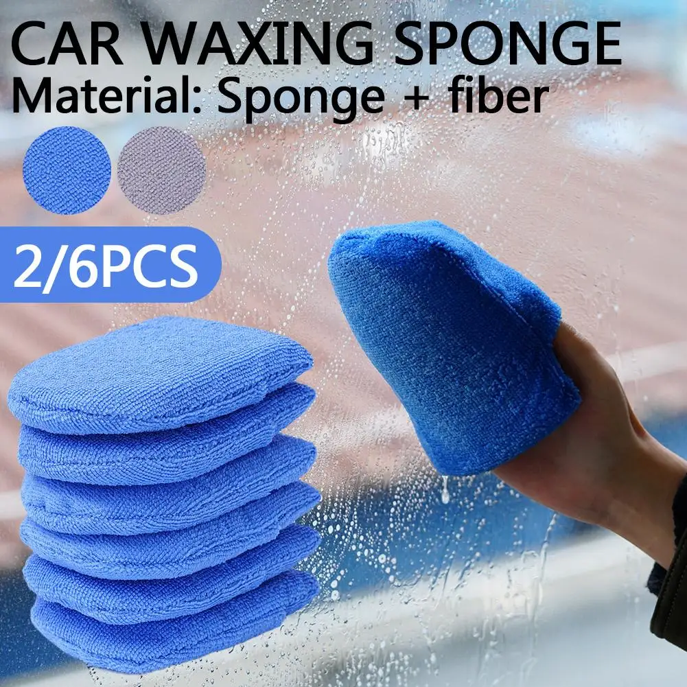 

2/6pcs Soft Microfiber Car Wax Applicator Mitts Polishing Pad Foam Sponge Cleaning Applicator Pad For Car Care Polishing To B0X0