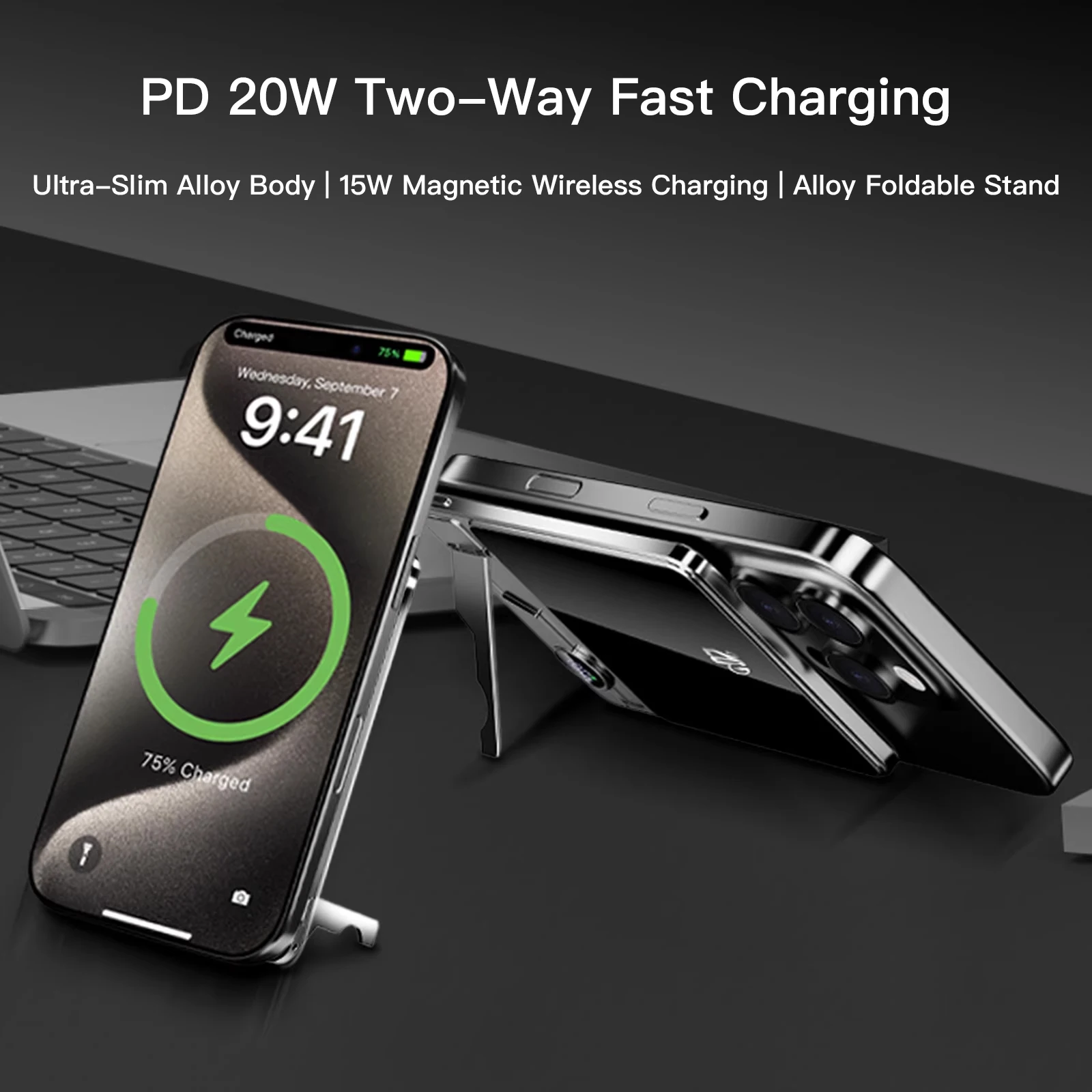 10000mAh Ultra Slim Power Bank for MagSafe,Magnetic Wireless 20W Fast Charging Portable Battery For iPhone Samsung Xiaomi iWatch 6