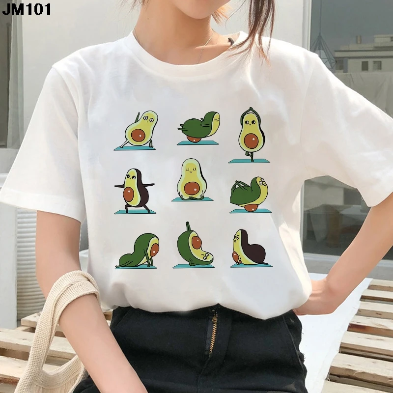 

New hot sale printing kawaii cartoon T-shirt women's casual graphics avocado short-sleeved tops woman summer Harajuku T shirt