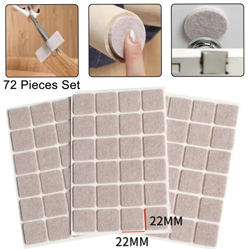 Thicken Self Adhesive Felt Chair Leg Pads Floor Protectors Furniture Legs Table Leg Covers Round Bottom Anti-Slip Pads 72PCS furniture leg pads