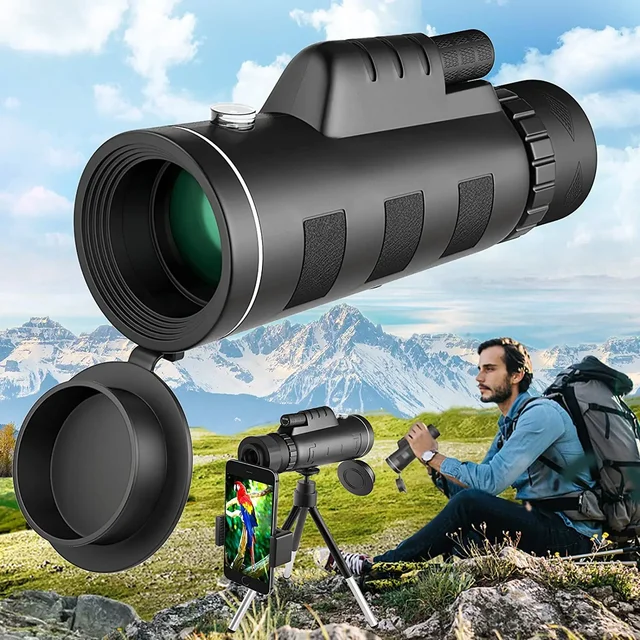 40x60 Monocular Telescope For Adults With Phone Adapter & Tripod - High Power For Bird Watching, Camping, Concerts