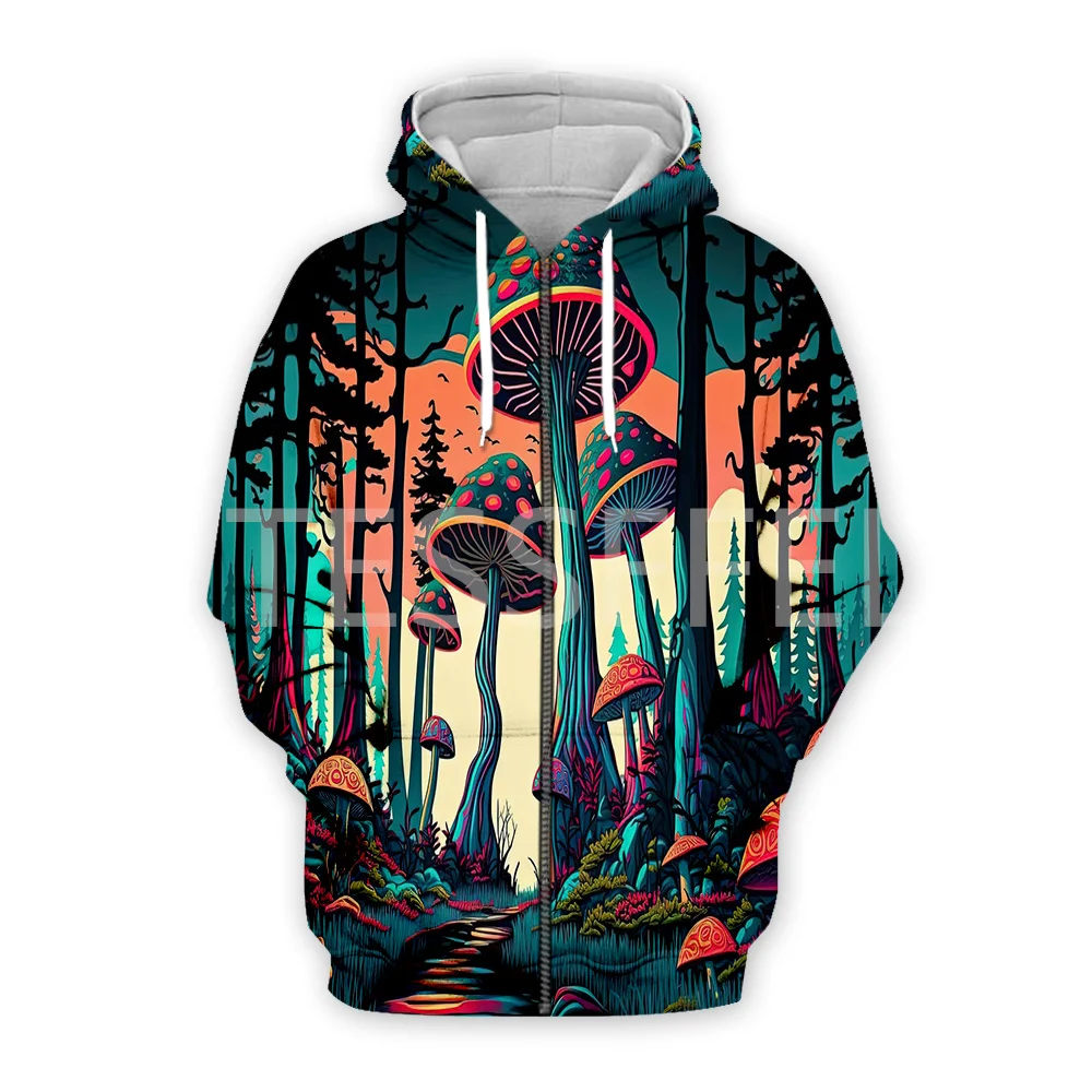 Mushroom Plant Fungus Psychedelic Trippy Tattoo Retro Streetwear 3DPrint Unisex Pullover Harajuku Jacket Casual Funny Hoodies A1
