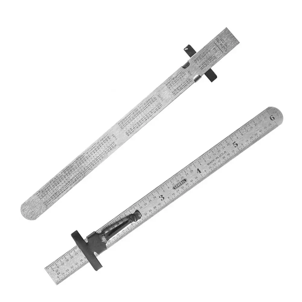 6inch 0-150mm 1mm Sliding Clip Stainless Steel Ruler Precision Clip Depth Height Measuring Tool Chart On Back Woodworking Ruler measuring tape clip precision tape measuring tool tape measure aid clip hand tool stainless steel ruler positioning clamp