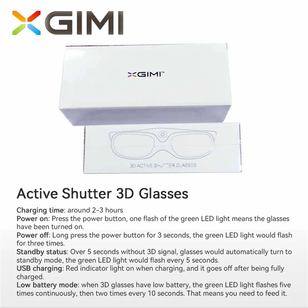3D Glasses XGIMI Active Shutter 3D Glasses Virtual Reality Glass for XGIMI H6/HORIZON Pro Projectors for Epson Projector Changhong M4000