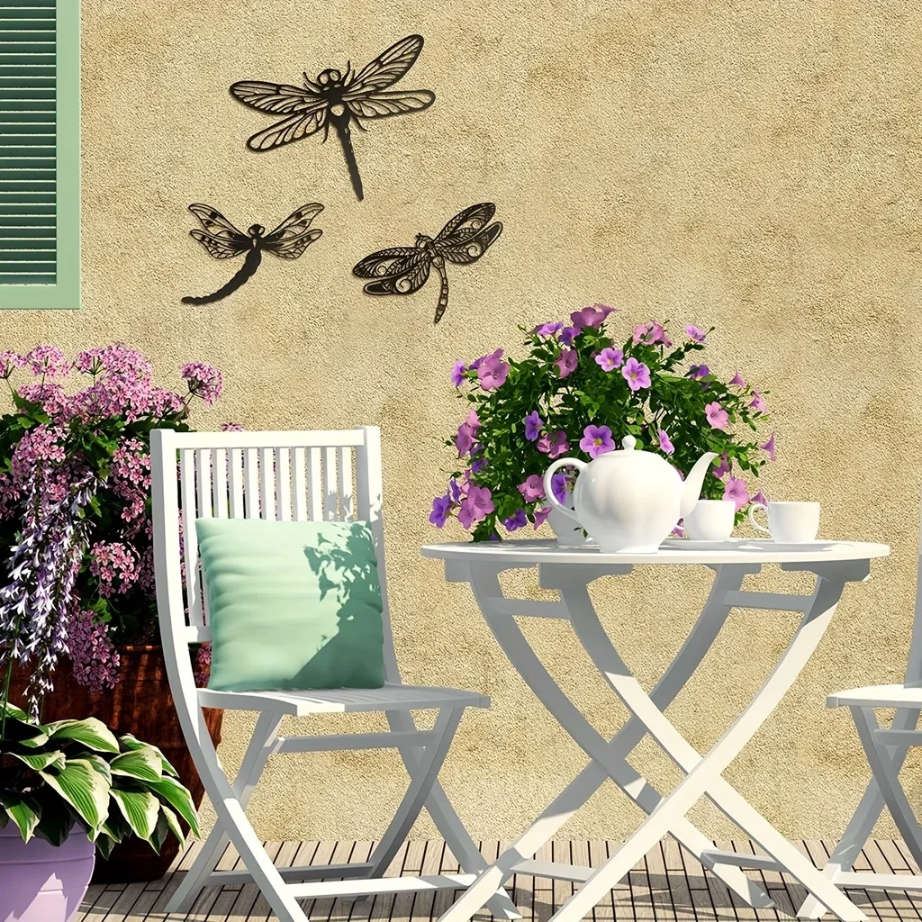 

1pc Dragonfly Wall Hanging - Metal Art Decoration for Home, Bedroom, Living Room, Children's Room - Self-Adhesive Stickers
