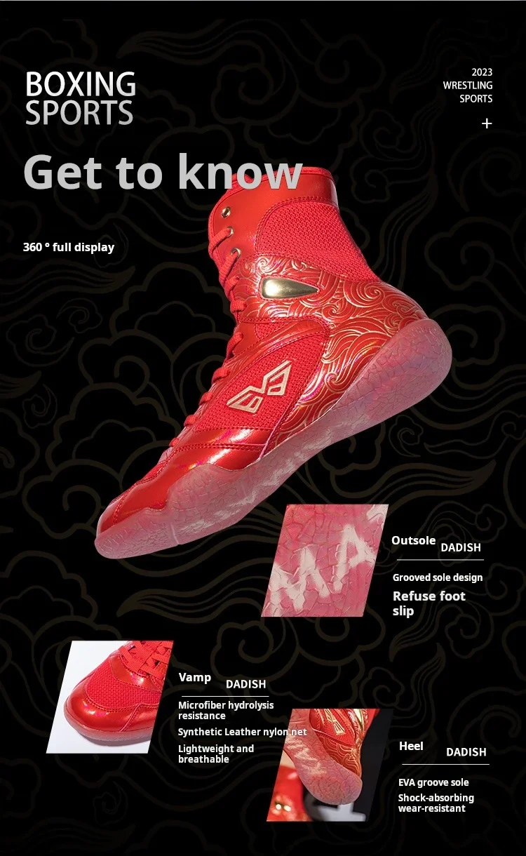 Description Picture 3 of itemNew Wrestling Shoes Men Women Boxing Sneakers Light Gym Footwears Comfortable Wrestling Sneakers Wrestling Boxing Shoes Men