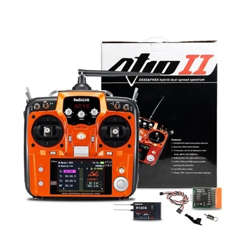 Radiolink AT10II 12CH Télécommande RC 2.4GHz + Récepteur R12DS pour Drone