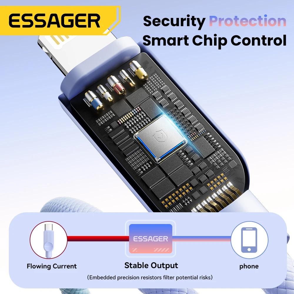 Essager USB C Color Cable For iPhone 14 13 12 11 Pro Max Xs iPad Macbook Wire 29W PD Fast Charging Type C To Lighting Data Cord