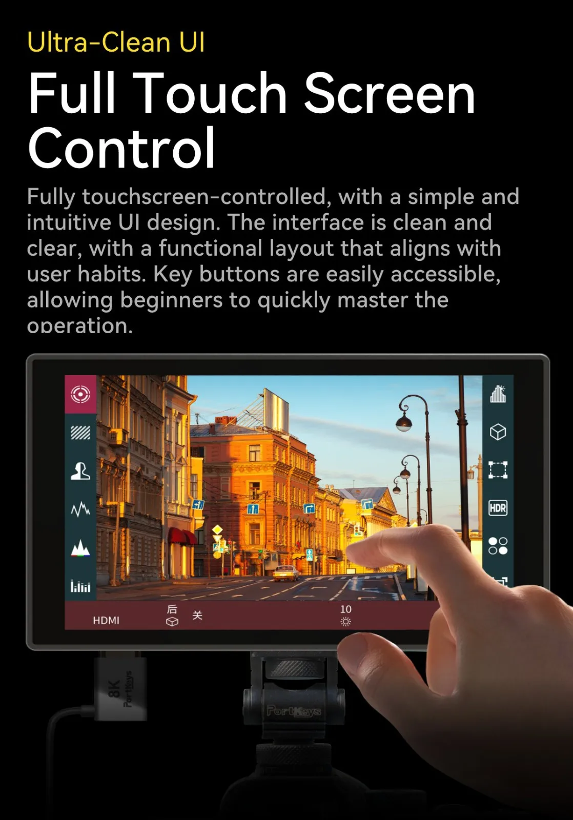 HD7T 7 inch Touch Screen DSLR Camera Field Monitor, 1000 Nits High-Bright, Video