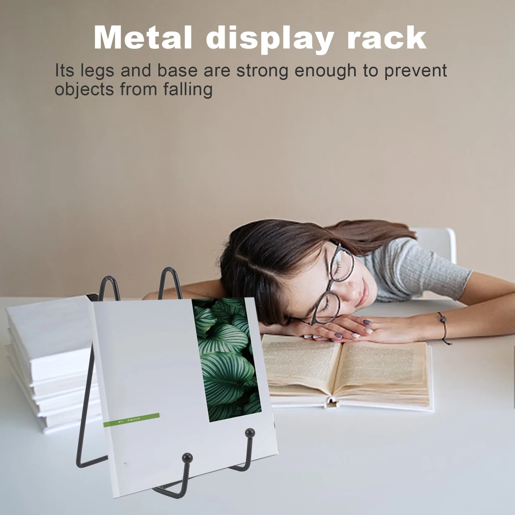 

4Pack 6 inch Metal Picture Stand Decorative Plate Holder Display Stands for Photo Frame Easel Artwork Book Tablet,Black